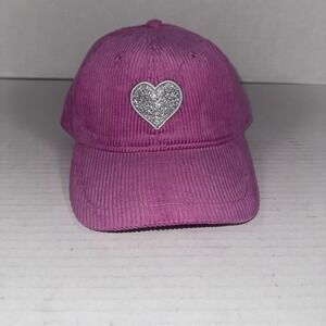 PINK Fashion Girls/Women's Baseball Cap Hat Corduroy with Heart Adjustable NEW